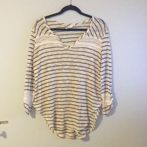 olive striped sweater blouse